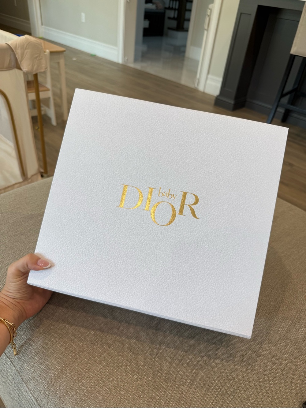 Dior White Wall Panel with Gold Logo